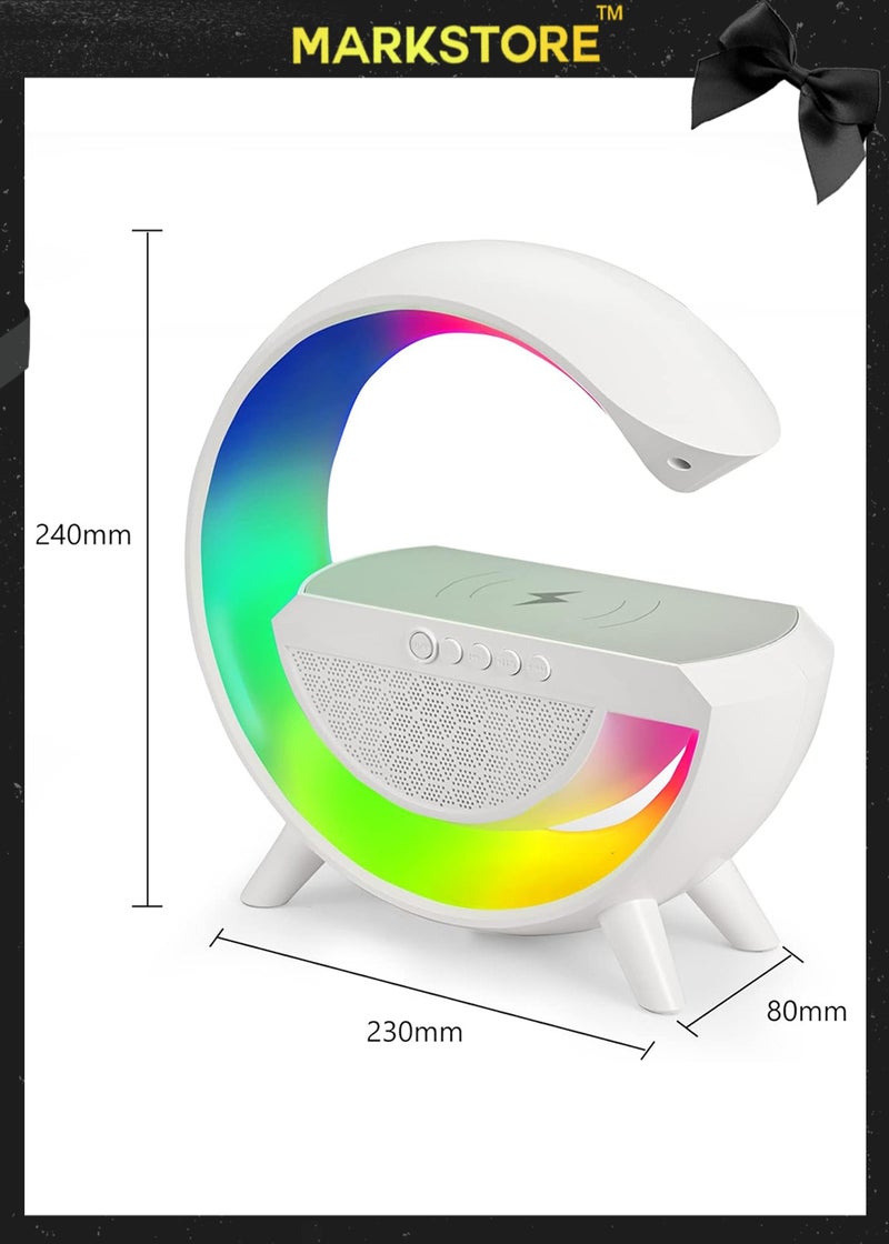 مارك ستور شاحن لاسلكي، مصباح طاولة ذكي LED، مصباح جو متغير اللون RGB، ضوء ليلي خافت مع مزامنة الموسيقى، مكبر صوت بلوتوث، ضوء مزاج ذكي لغرفة النوم - Image 5